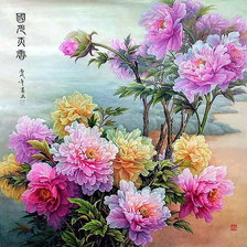 Схема вышивки «пионы»