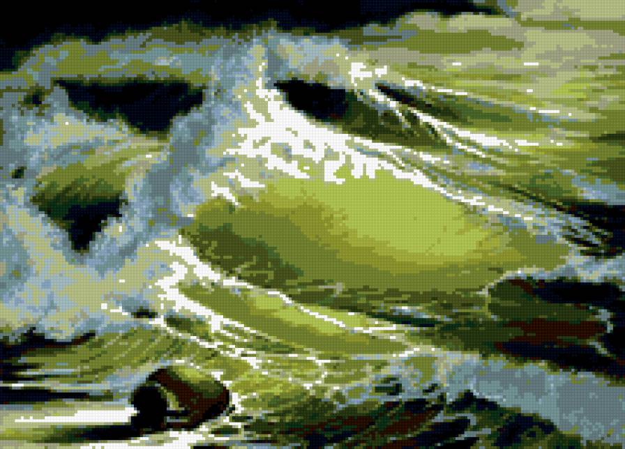 Бушующий берег. - море, берег, песок, волна, кувшин, брызги - предпросмотр