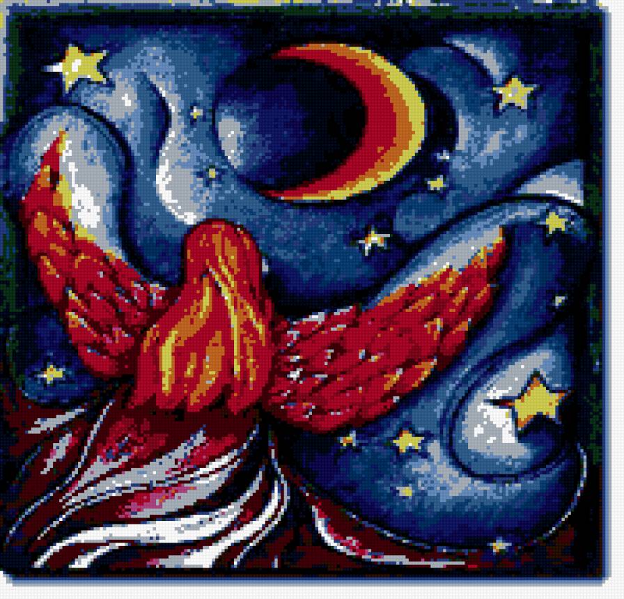 Серия: Яркая подушка. Лунная подушка. - подушка., ночь, звезды, луна, девочка, небо - предпросмотр