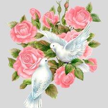Схема вышивки «розы и голуби»