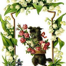 собака с цветами