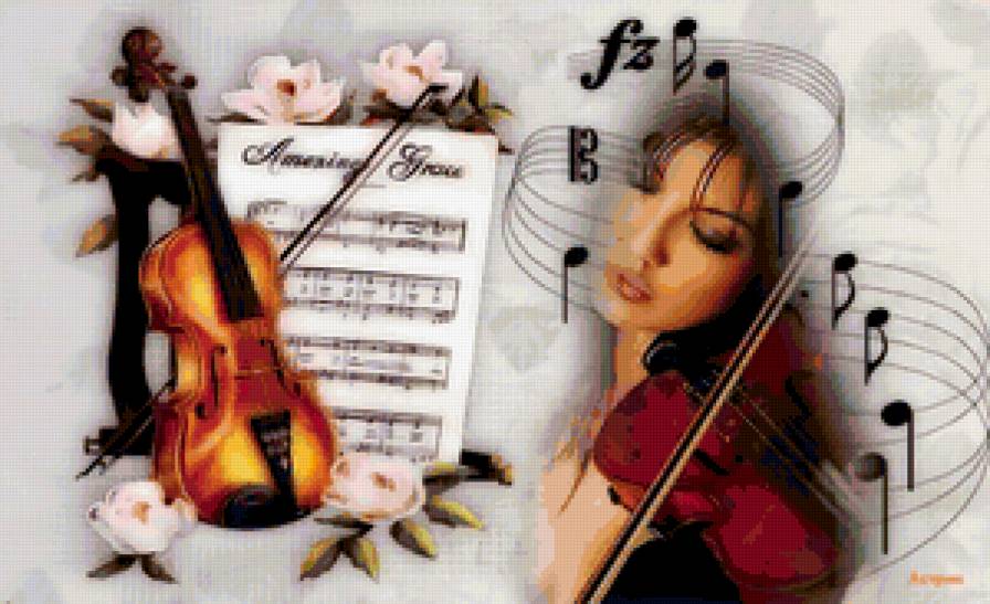 Под музыку Вивальди - диптих, ноты, музыкант, скрипка, скрипач - предпросмотр