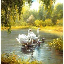 Схема вышивки «лебеди»