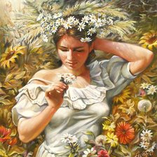 Схема вышивки «Девушка в венке, Аркадий Острицкий»