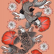 Схема вышивки «японские карпы»