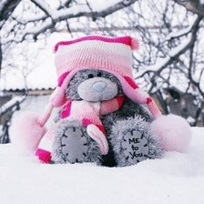 Схема вышивки «Мишка тедди в розовой шапочке»