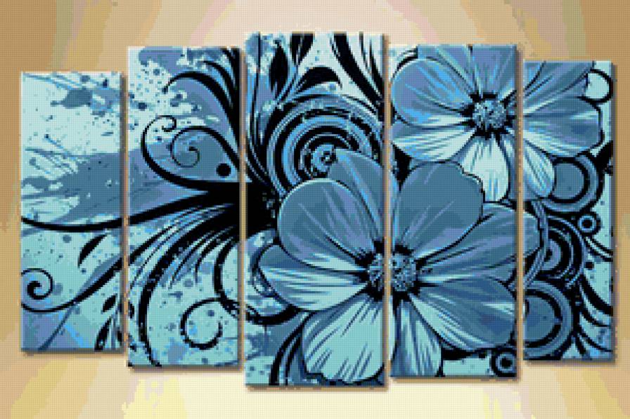 полиптих "цветочный узор" - цветы, полиптих - предпросмотр