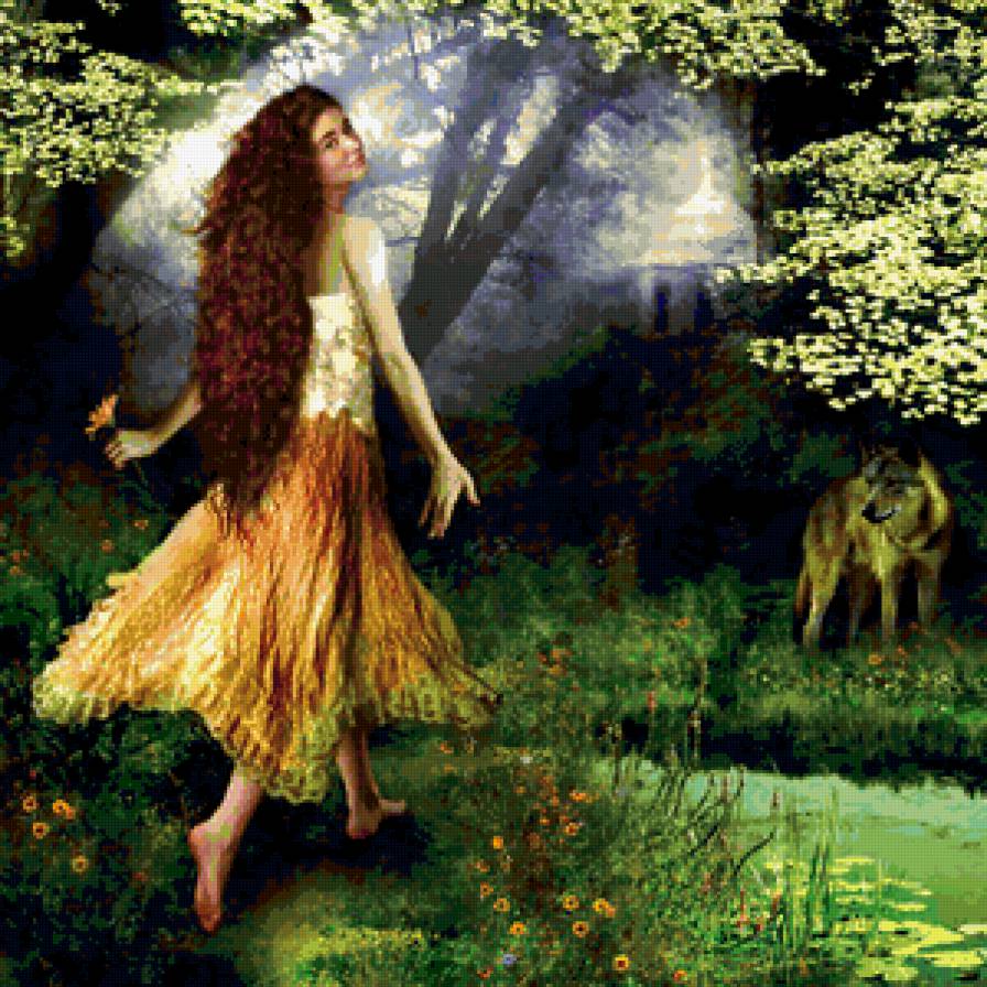 Природа - природа, волк, девушка - предпросмотр