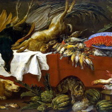 Схема вышивки «Натюрморт с битой дичью и омаром»