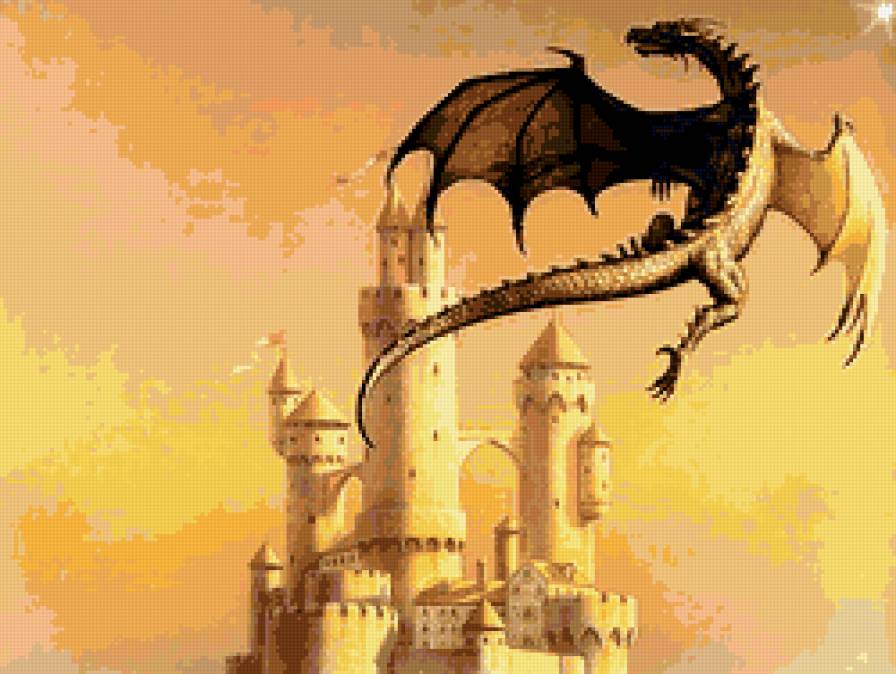 замок с драконом - дракон - предпросмотр