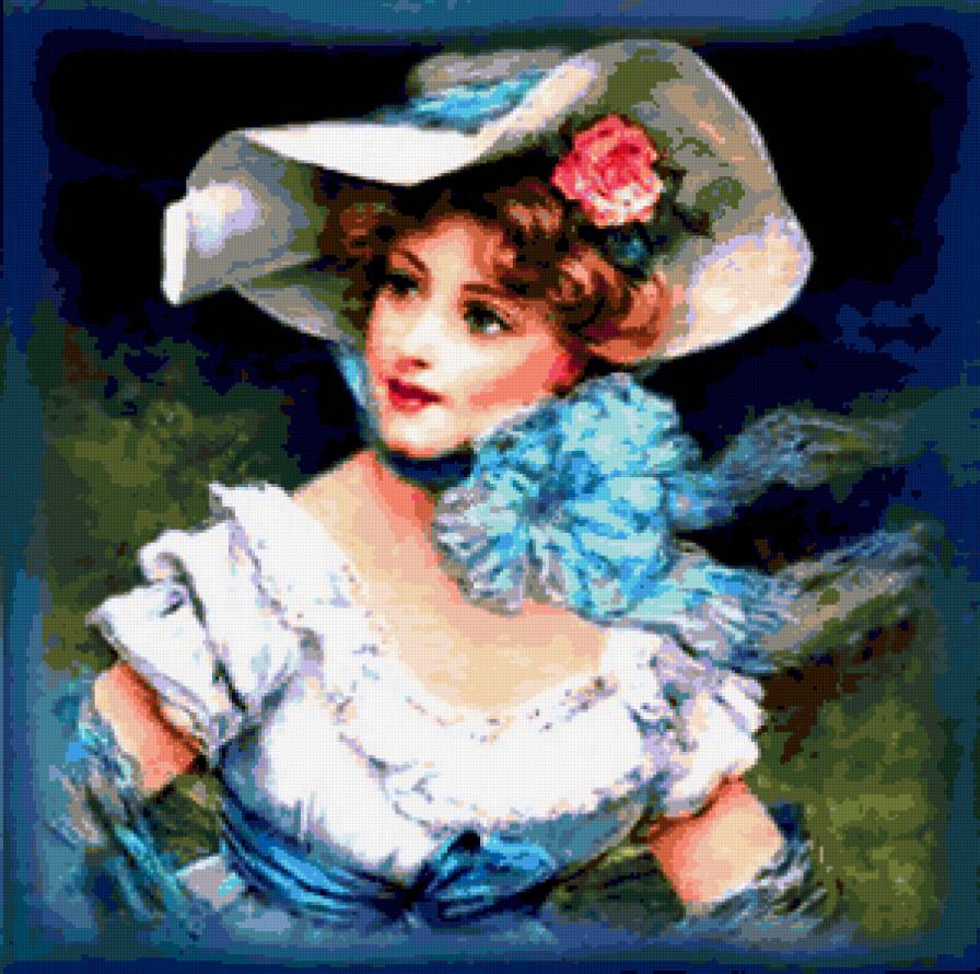 Женский портрет - ретро, дама, шляпка, незнакомка, женщина, женский портрет - предпросмотр