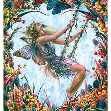 Схема вышивки «девушка на качели»