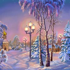 Схема вышивки «зимний пейзаж»