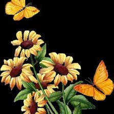 Схема вышивки «ромашки и бабочки»