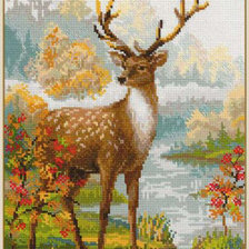 Схема вышивки «Олень в осеннем лесу»