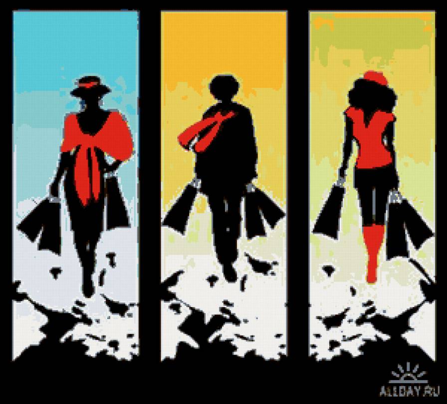 Триптих "Париж, Милан, Лондон" - три грации, женщина - предпросмотр