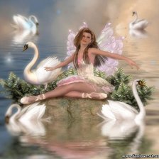 Схема вышивки «лебеди и фея»