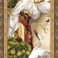 Схема вышивки «лебедь и девушка»