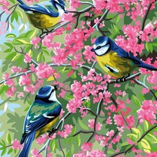 Схема вышивки «Весенние синички»