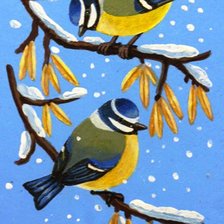 Схема вышивки «Синички зимой»