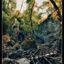 Схема вышивки «мостик в лесу»