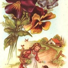 Схема вышивки «Цветы и детки»