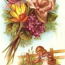 Схема вышивки «Цветы и детки»