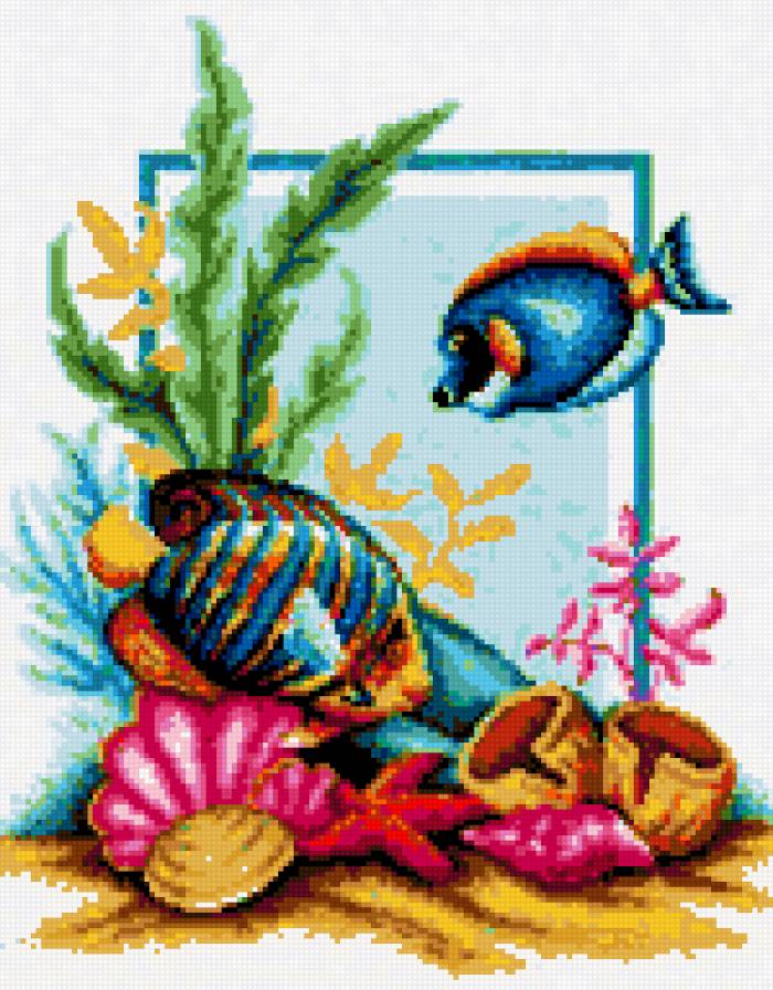 в синем море - море, ракушки, рыбы - предпросмотр