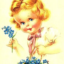 Схема вышивки «Девочка и незабудки»