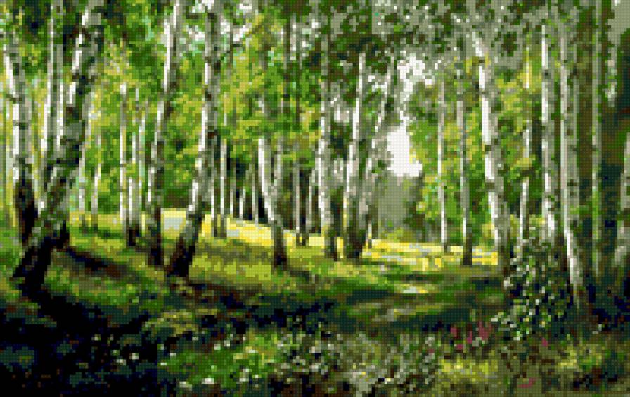 Асанов Березовая чаща - березы, пейзаж, лес, лето - предпросмотр