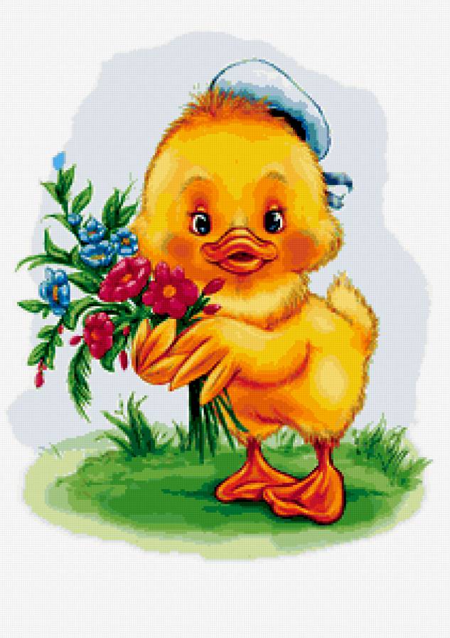 утенок с букетом - предпросмотр