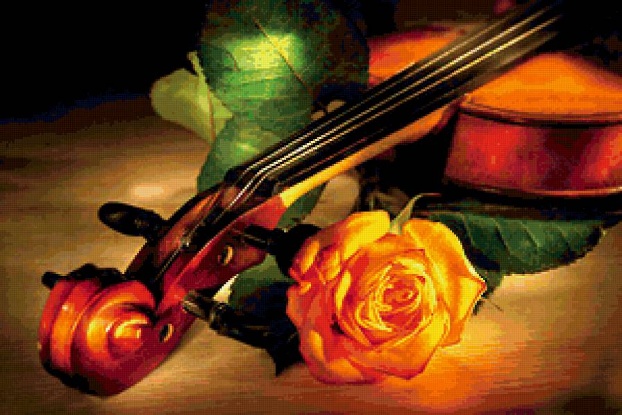 №299492 - музыка, картина, цветок, скрипка, роза - предпросмотр