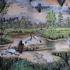 Схема вышивки «журавли»