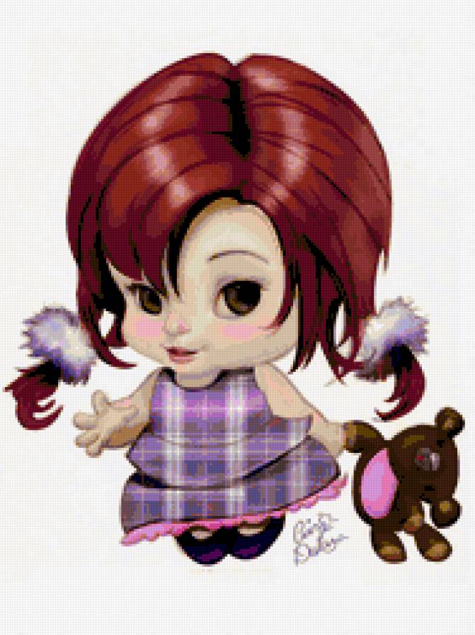 Девочка и мишка - детское, игрушка, девочка, портрет - предпросмотр