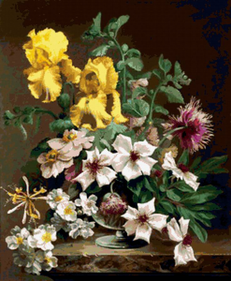 букет с желтыми ирисами - предпросмотр