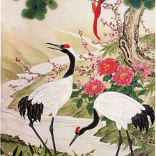 Схема вышивки «Журавли»