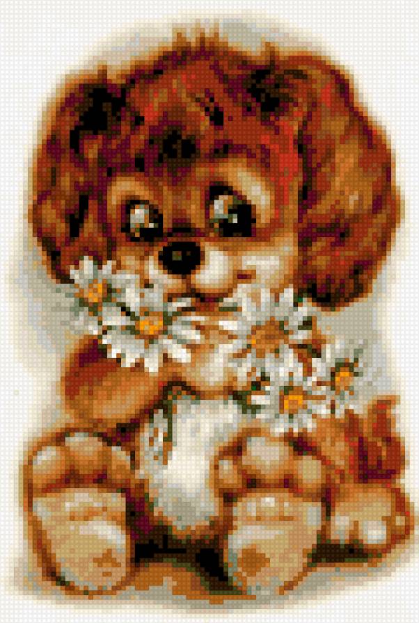 щенок - щенок, букет, детские, ромашки - предпросмотр