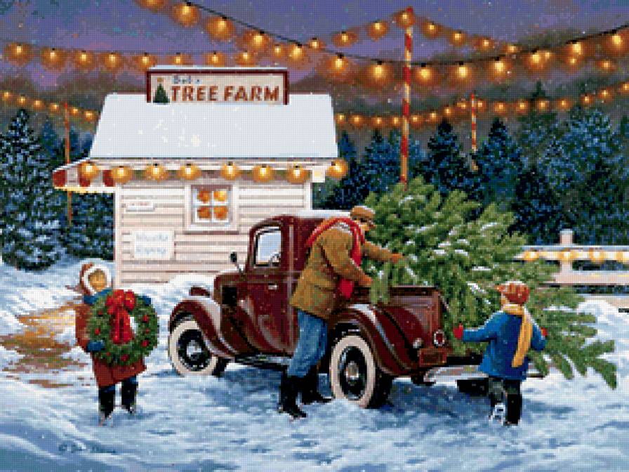 серия "рождество" - рождество.машина.елка.люди - предпросмотр