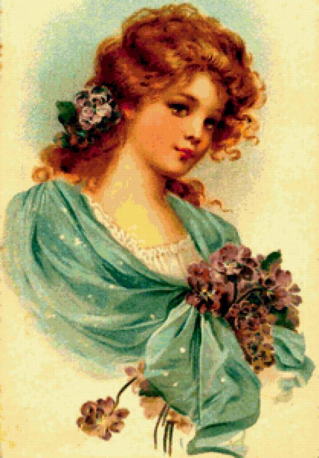 девушка с цветами - предпросмотр