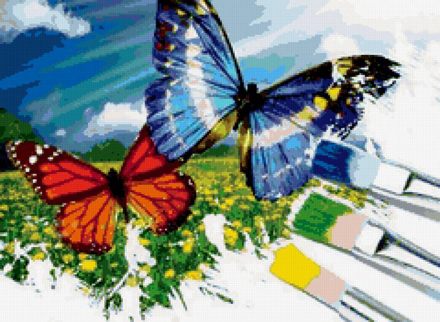 Мотильки - детская, бабочки, краски - предпросмотр