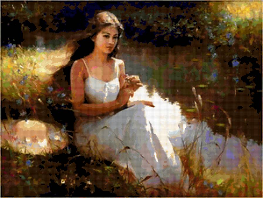 Отдых у реки - отдых, природа, девушки, поле, река - предпросмотр