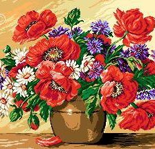 Схема вышивки «полевые цветы в вазе»