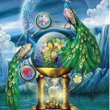 Схема вышивки «павлины»