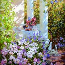 Схема вышивки «беседка в цветах»