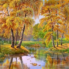 Схема вышивки «осенний пейзаж»