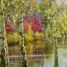 Схема вышивки «осень на воде»