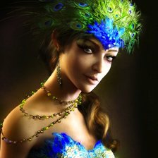 Схема вышивки «девушка-павлин»