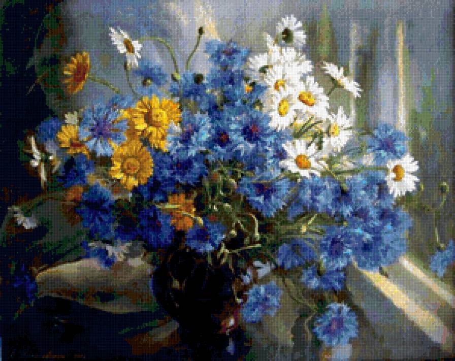 цветы - васильки, ромашки - предпросмотр