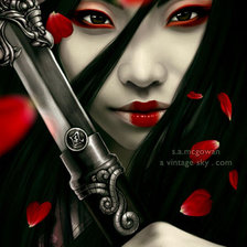 Схема вышивки «девушка-самурай»