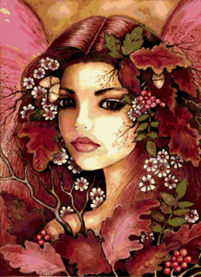 девушка - природа, портрет, образ, сказка, листья, осень - предпросмотр